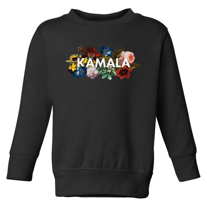 Kamala Harris Vintage Floral Feminine First Female President Toddler Sweatshirt