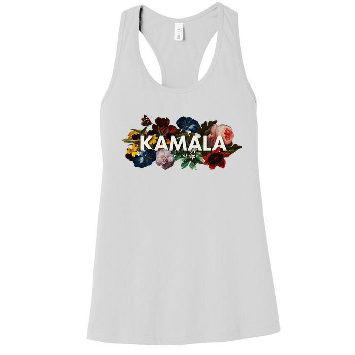 Kamala Harris Vintage Floral Feminine First Female President Women's Racerback Tank