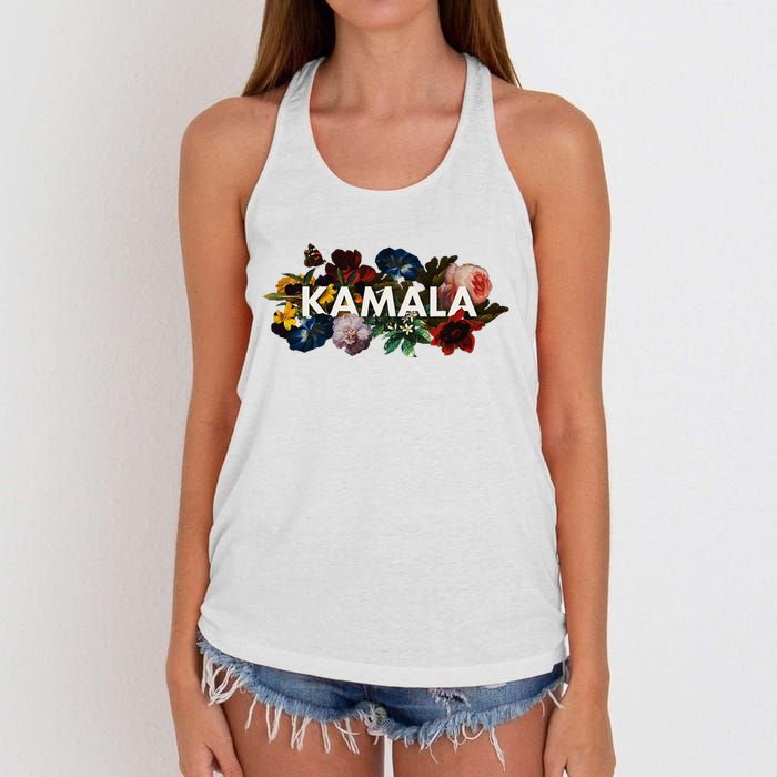 Kamala Harris Vintage Floral Feminine First Female President Women's Knotted Racerback Tank