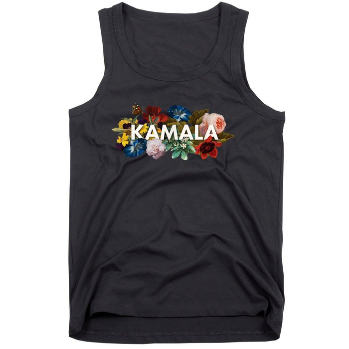 Kamala Harris Vintage Floral Feminine First Female President Tank Top