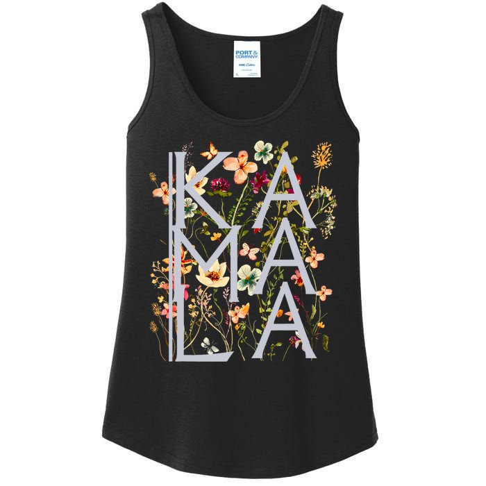 Kamala Harris Vintage Floral Feminine First Female President Ladies Essential Tank