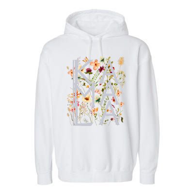 Kamala Harris Vintage Floral Feminine First Female President Garment-Dyed Fleece Hoodie