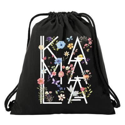 Kamala Harris Vintage Floral Feminine First Female President Drawstring Bag