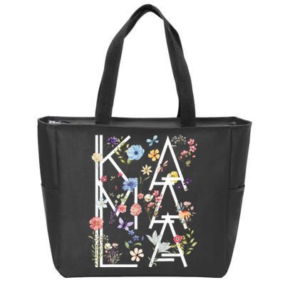 Kamala Harris Vintage Floral Feminine First Female President Zip Tote Bag