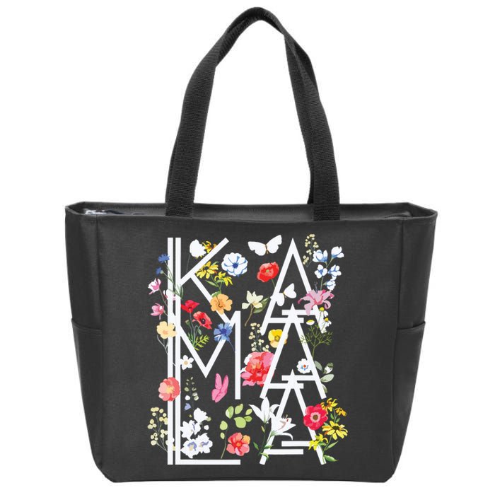 Kamala Harris Vintage Floral Feminine First Female President Zip Tote Bag