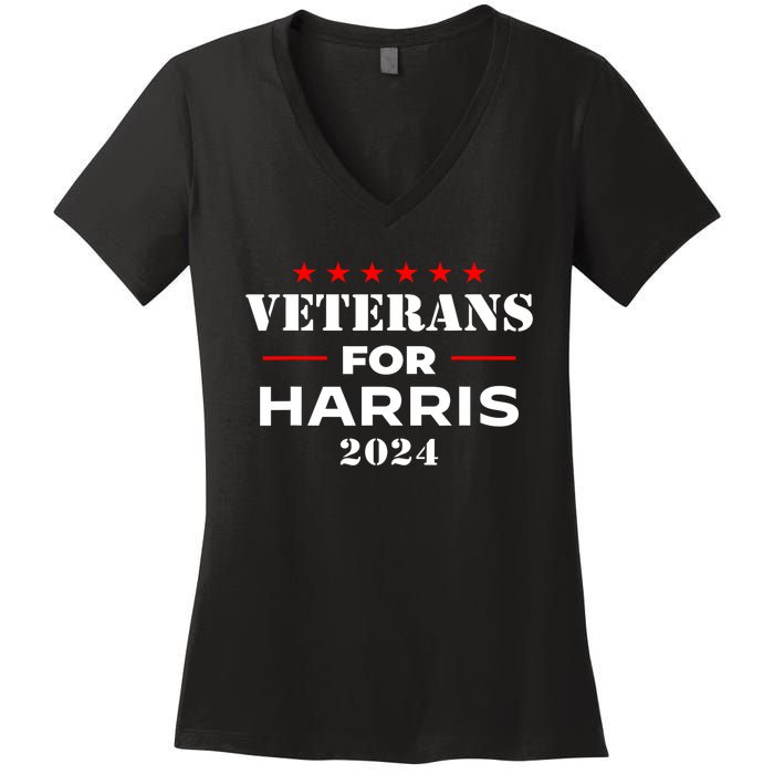 Kamala Harris Veteran Usa Veterans For Harris 2024 Gift Women's V-Neck T-Shirt