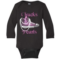 Kamala Harris Vice President Chucks And Pearls Baby Long Sleeve Bodysuit