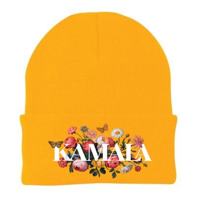 Kamala Harris Vintage Floral Feminine Leadership Design Knit Cap Winter Beanie