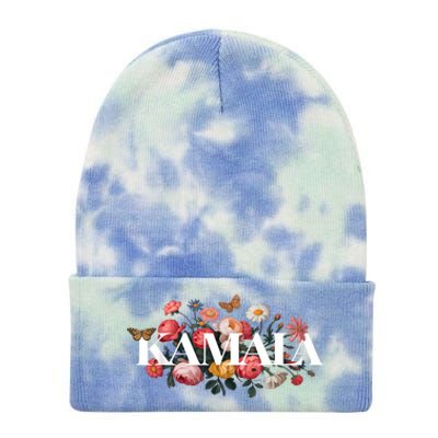 Kamala Harris Vintage Floral Feminine Leadership Design Tie Dye 12in Knit Beanie