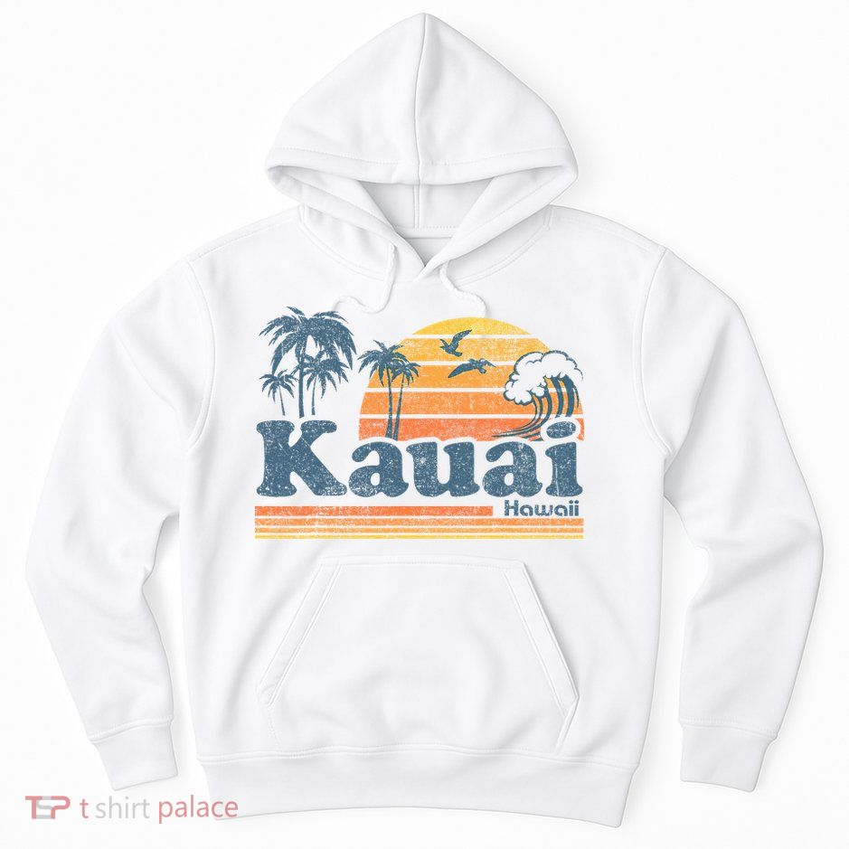 Kauai Hawaii Vintage Beach Summer Surfing 70s Retro Hawaiian Hoodie