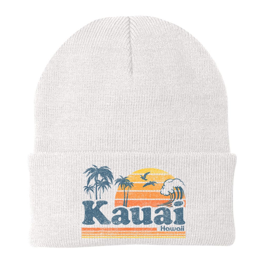 Kauai Hawaii Vintage Beach Summer Surfing 70s Retro Hawaiian Beanie