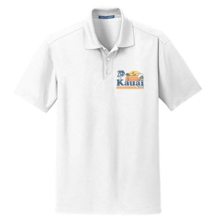 Kauai Hawaii Vintage Beach Summer Surfing 70s Retro Hawaiian Dry Zone Grid Polo