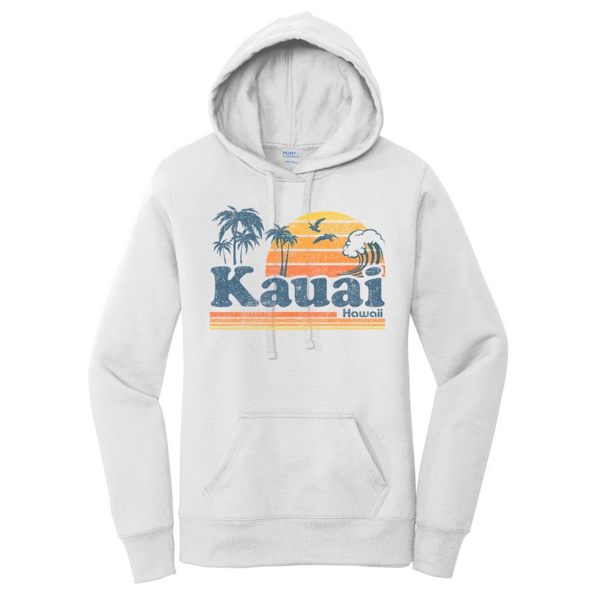 Kauai Hawaii Vintage Beach Summer Surfing 70s Retro Hawaiian Women's Pullover Hoodie