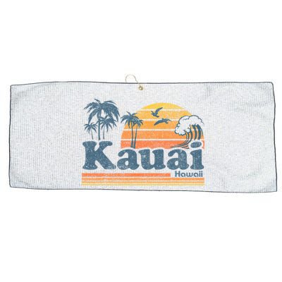 Kauai Hawaii Vintage Beach Summer Surfing 70s Retro Hawaiian Large Microfiber Waffle Golf Towel