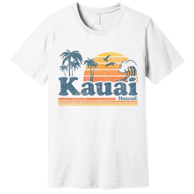 Kauai Hawaii Vintage Beach Summer Surfing 70s Retro Hawaiian Premium T-Shirt