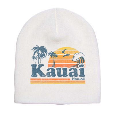 Kauai Hawaii Vintage Beach Summer Surfing 70s Retro Hawaiian Short Acrylic Beanie