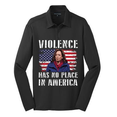 Kamala Harris Violence Has No Place In America Silk Touch Performance Long Sleeve Polo