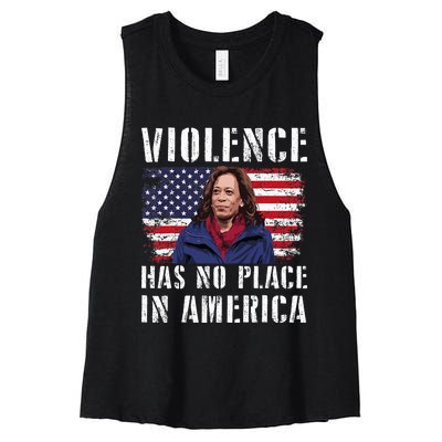 Kamala Harris Violence Has No Place In America Women's Racerback Cropped Tank