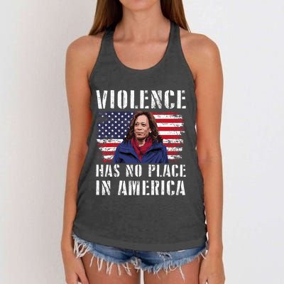 Kamala Harris Violence Has No Place In America Women's Knotted Racerback Tank