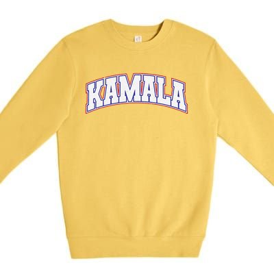 Kamala Harris Varsity Style Arch Lettering Premium Crewneck Sweatshirt