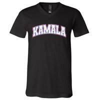 Kamala Harris Varsity Style Arch Lettering V-Neck T-Shirt