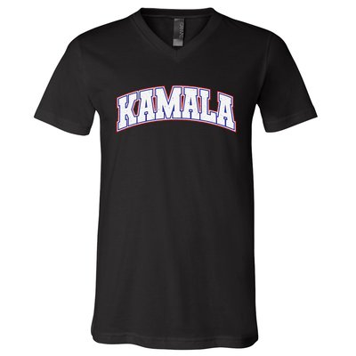 Kamala Harris Varsity Style Arch Lettering V-Neck T-Shirt