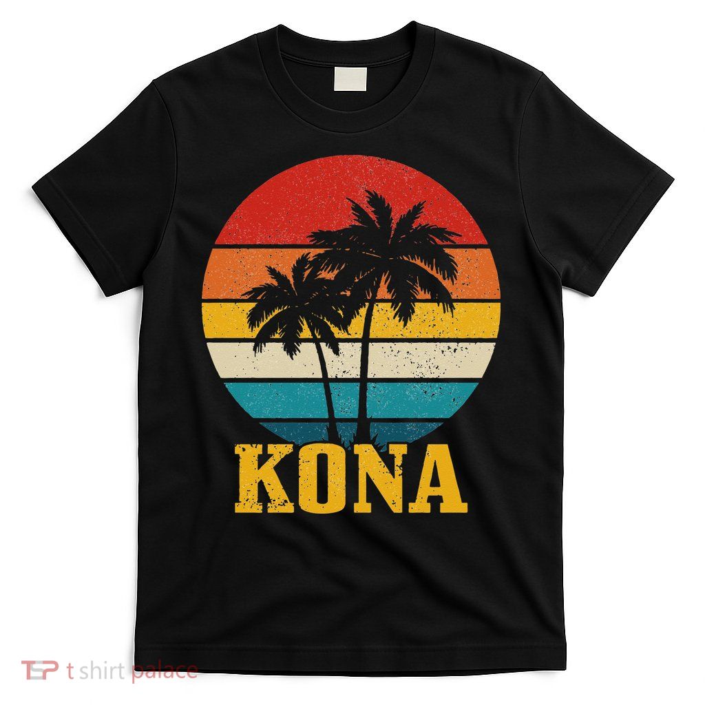 Kona Hawaii Vintage Palm Trees Surfing Surfer Hawaiian T-Shirt