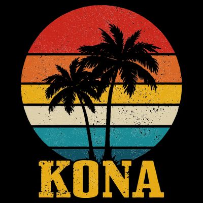 Kona Hawaii Vintage Palm Trees Surfing Surfer Hawaiian T-Shirt