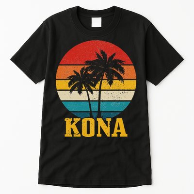 Kona Hawaii Vintage Palm Trees Surfing Surfer Hawaiian Tall T-Shirt