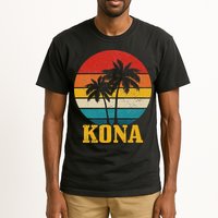 Kona Hawaii Vintage Palm Trees Surfing Surfer Hawaiian Tall T-Shirt