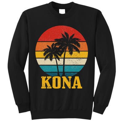 Kona Hawaii Vintage Palm Trees Surfing Surfer Hawaiian Tall Sweatshirt