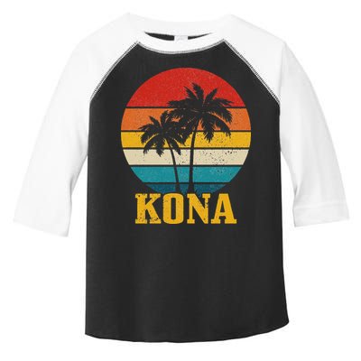 Kona Hawaii Vintage Palm Trees Surfing Surfer Hawaiian Toddler Fine Jersey T-Shirt