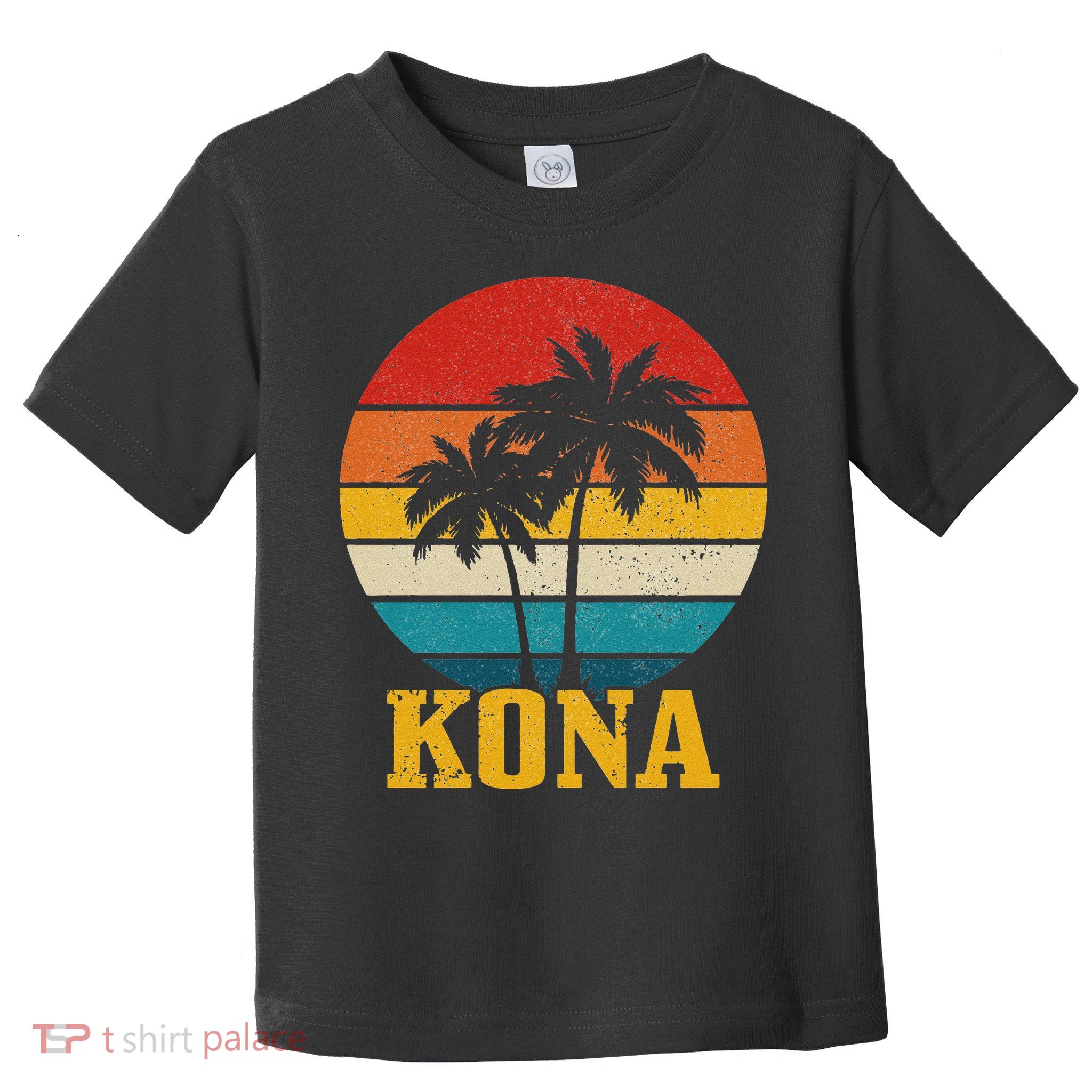 Kona Hawaii Vintage Palm Trees Surfing Surfer Hawaiian Toddler T-Shirt