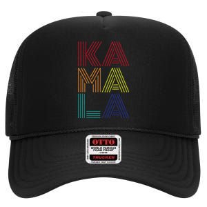 Kamala Harris Vice President Love Kamala Funny High Crown Mesh Back Trucker Hat