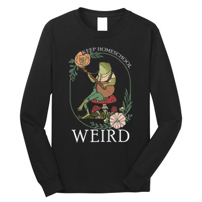 Keep Homeschool Weird Frog Mama Cottagecore Long Sleeve Shirt