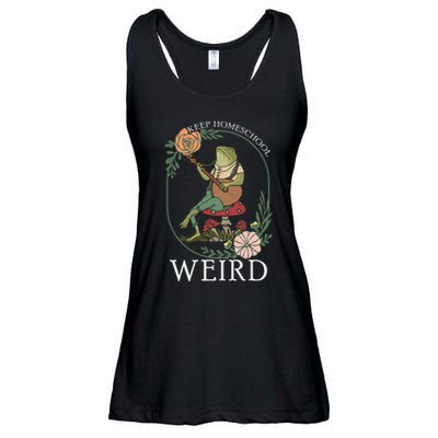 Keep Homeschool Weird Frog Mama Cottagecore Ladies Essential Flowy Tank