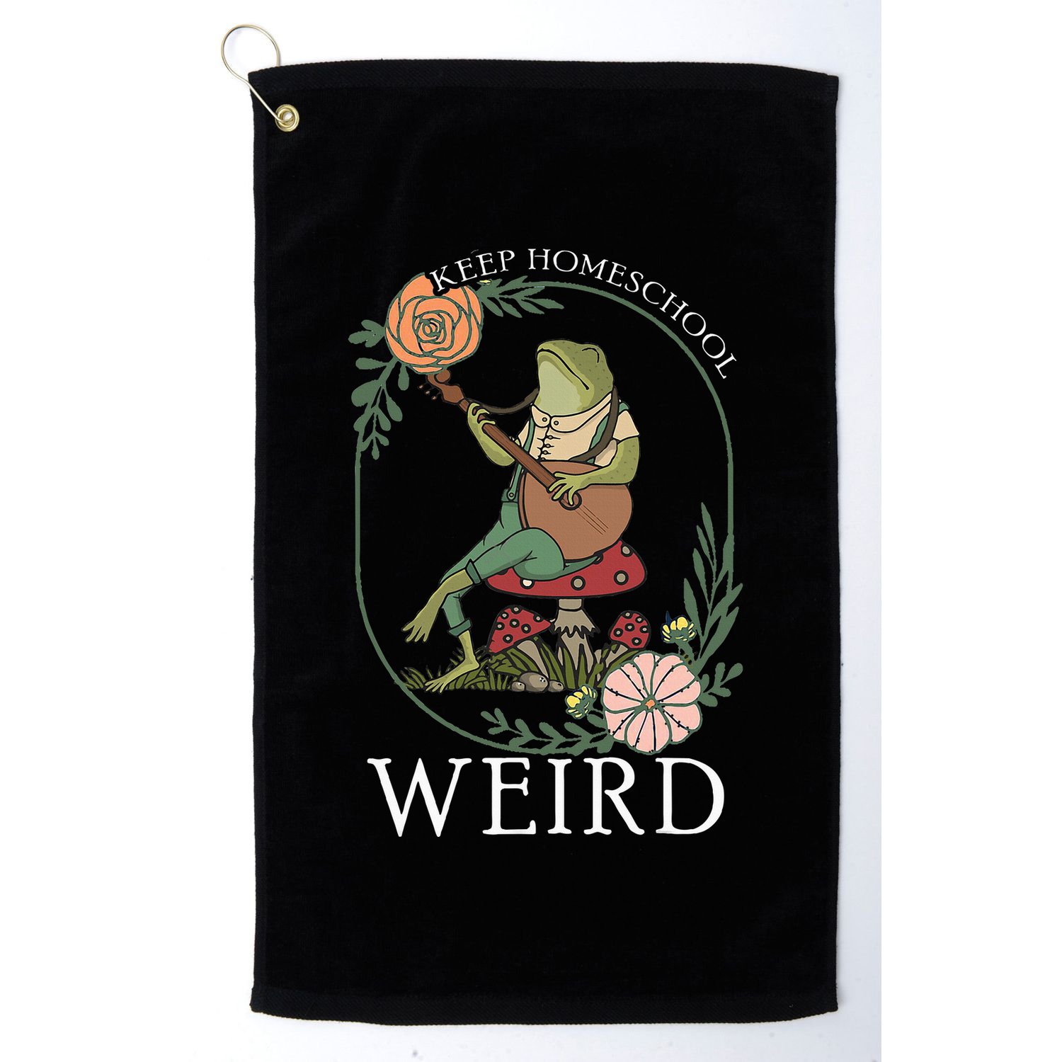 Keep Homeschool Weird Frog Mama Cottagecore Golf Towel