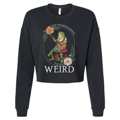 Keep Homeschool Weird Frog Mama Cottagecore Cropped Pullover Crew