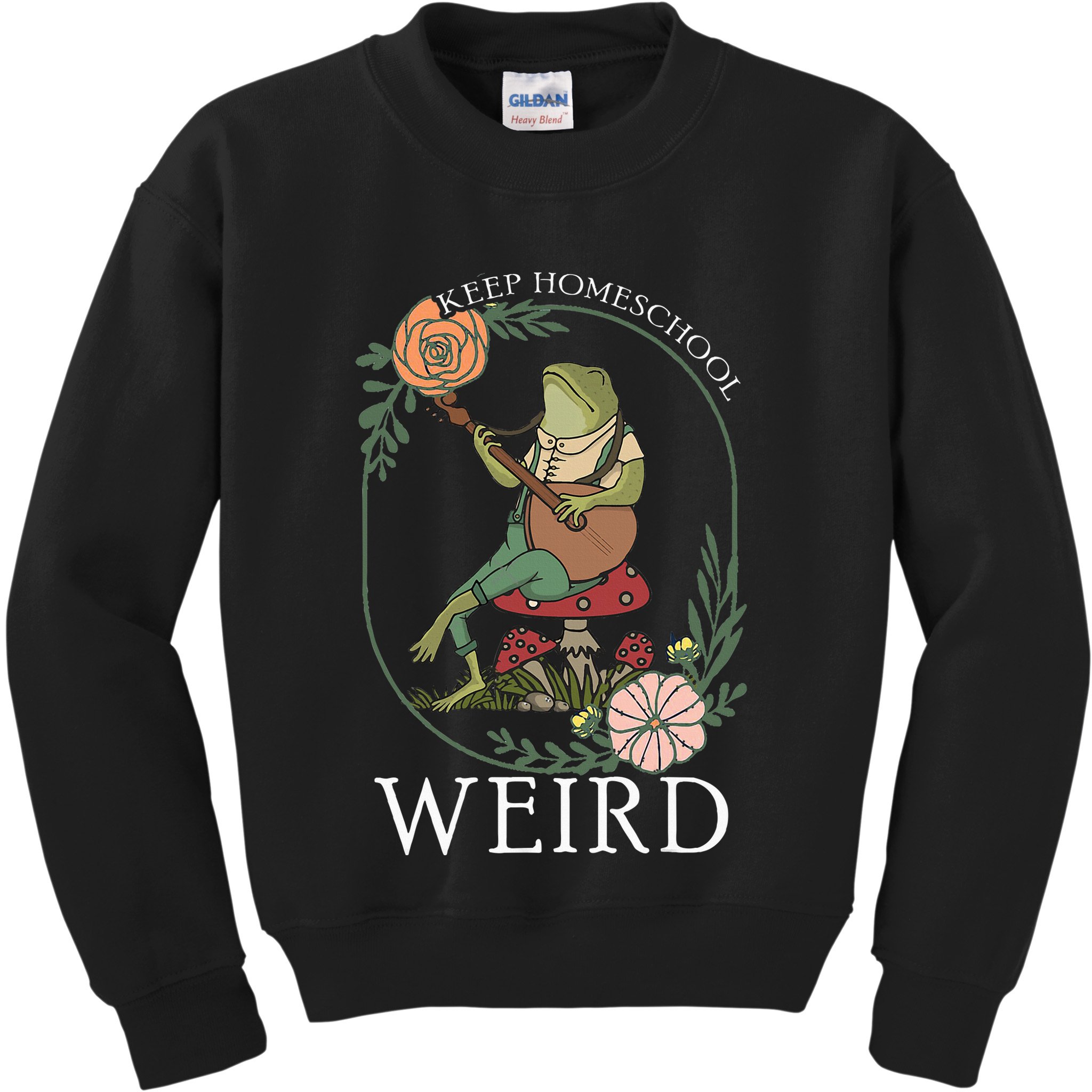 Keep Homeschool Weird Frog Mama Cottagecore Kids Sweatshirt