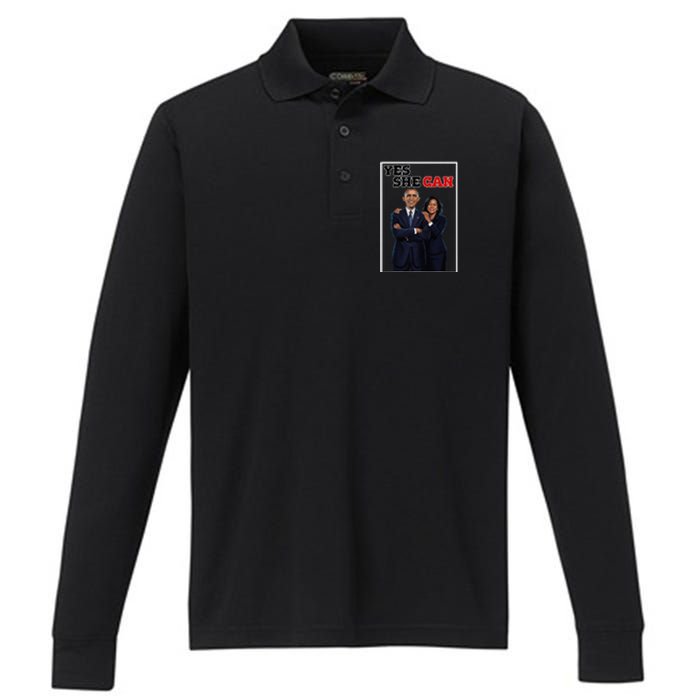 Kamala Harris Waltz And Barack Obama Forward 2024 Election Performance Long Sleeve Polo