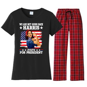 Kamala Harris Were Not Going Back Vote For 2024 President Gift Women's Flannel Pajama Set