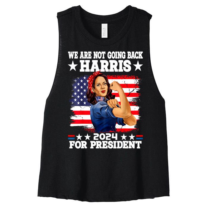 Kamala Harris Were Not Going Back Vote For 2024 President Gift Women's Racerback Cropped Tank