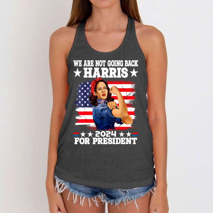 Kamala Harris Were Not Going Back Vote For 2024 President Gift Women's Knotted Racerback Tank