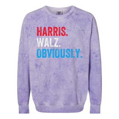 Kamala Harris Walz Obviously 2024 Election Vote Tim Waltz Colorblast Crewneck Sweatshirt