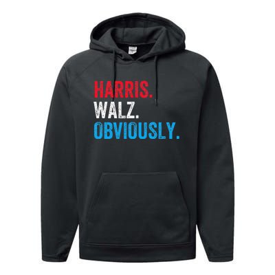 Kamala Harris Walz Obviously 2024 Election Vote Tim Waltz Performance Fleece Hoodie