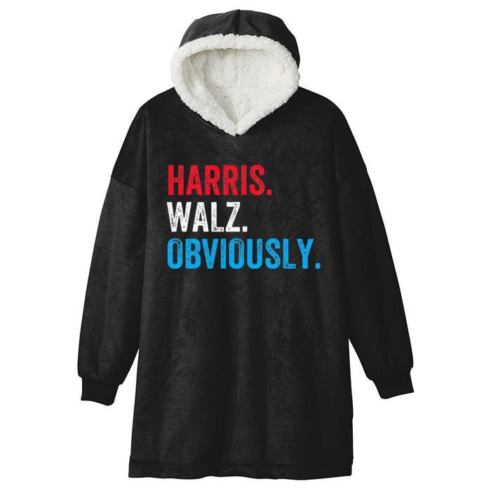 Kamala Harris Walz Obviously 2024 Election Vote Tim Waltz Hooded Wearable Blanket