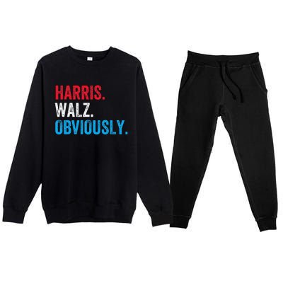 Kamala Harris Walz Obviously 2024 Election Vote Tim Waltz Premium Crewneck Sweatsuit Set