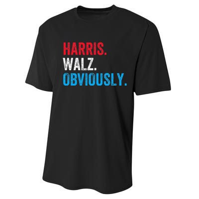 Kamala Harris Walz Obviously 2024 Election Vote Tim Waltz Performance Sprint T-Shirt