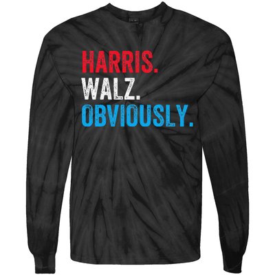 Kamala Harris Walz Obviously 2024 Election Vote Tim Waltz Tie-Dye Long Sleeve Shirt