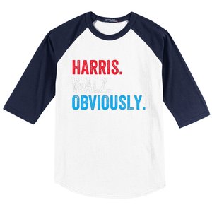 Kamala Harris Walz Obviously 2024 Election Vote Tim Waltz Baseball Sleeve Shirt